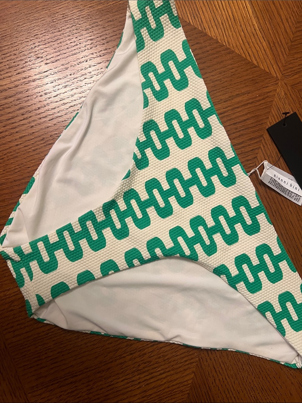 Green Link-Print Bikini Bottom B25